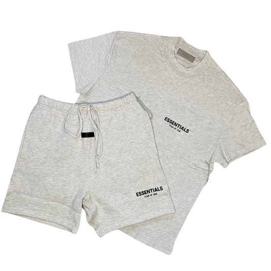 FEAR OF GOD ESSENTIALS LIGHT HEATHER OATMEAL SHORT SET (SS22)