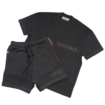 FEAR OF GOD ESSENTIALS OFF BLACK SHORT SET (FW22)