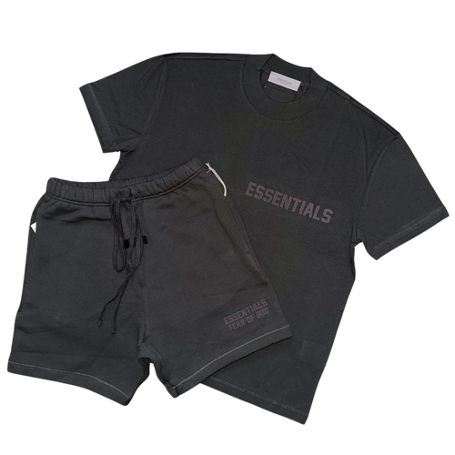 FEAR OF GOD ESSENTIALS OFF BLACK SHORT SET (FW22)