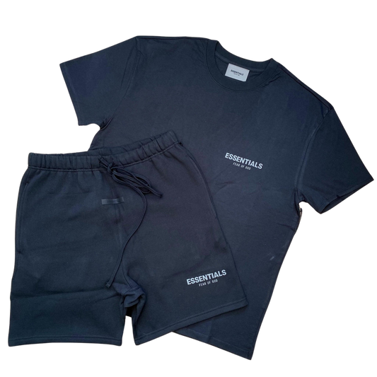 FEAR OF GOD ESSENTIALS BLACK CORE COLLECTION SHORT SET