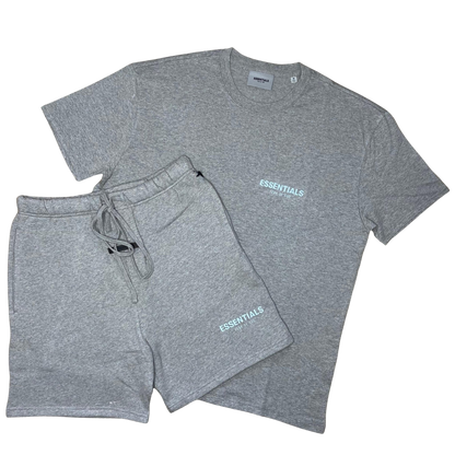 FEAR OF GOD ESSENTIALS HEATHER OATMEAL CORE COLLECTION SHORT SET