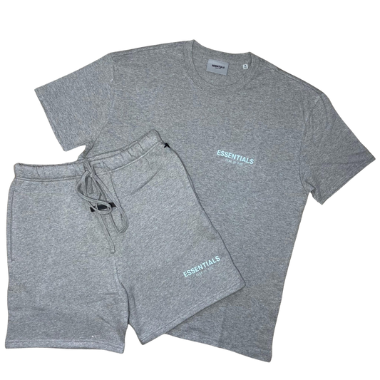 FEAR OF GOD ESSENTIALS HEATHER OATMEAL CORE COLLECTION SHORT SET