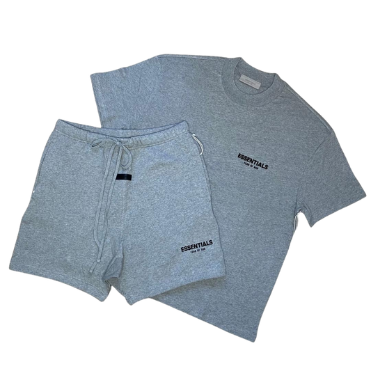FEAR OF GOD ESSENTIALS DARK HEATHER OATMEAL SHORT SET (SS22)