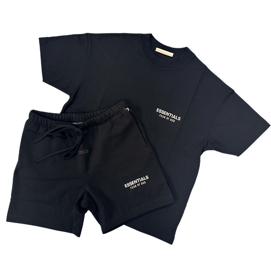 FEAR OF GOD ESSENTIALS JET BLACK SHORT SET (SS25)